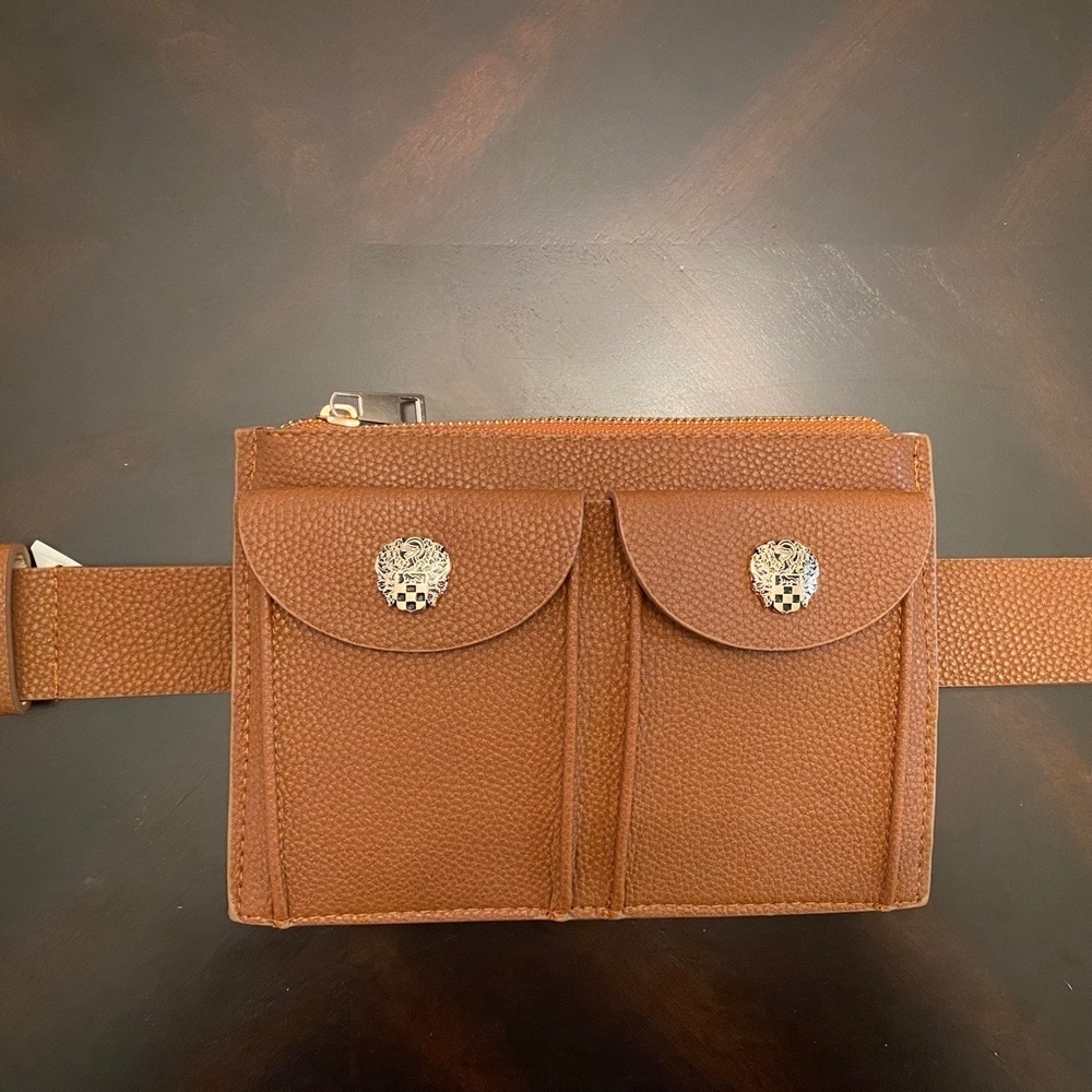 *VINCE CAMUTO* Cognac Double Pocket Belt Bag - Picture 4 of 9